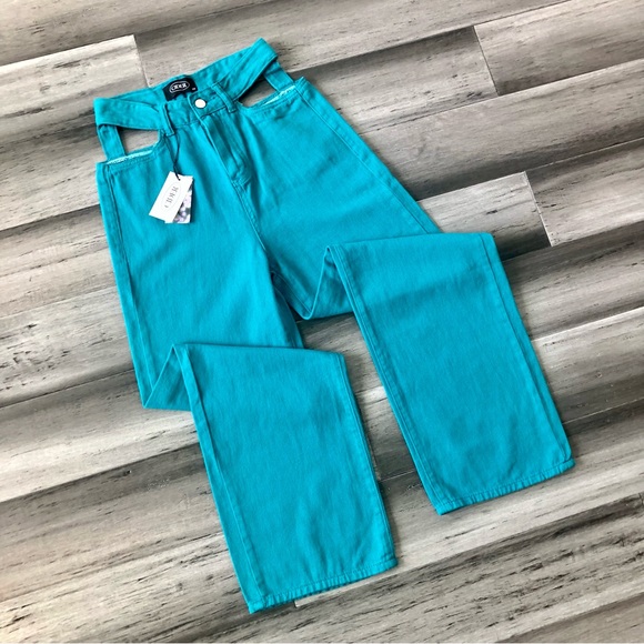 Cider Jeans Nwt Cider High Rise Waist Cutout Wide Leg Baggy Fit